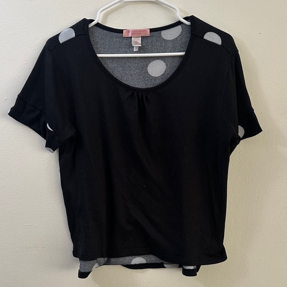 Christian Siriano Black Top with Gray Dots - Picture 1 of 5